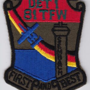 A patch with the words det 1st fw first and best.