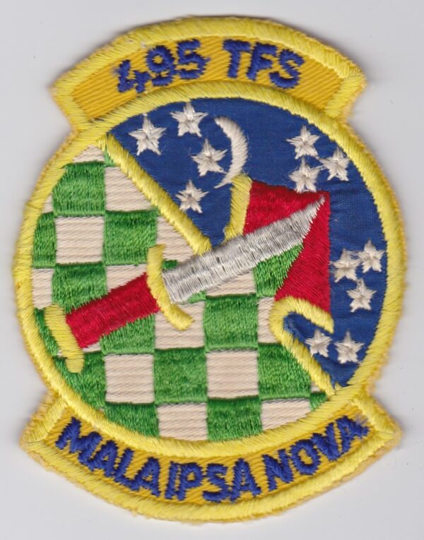 USAFE 495 TFS Fighter Patch USAF Tactical Fighter Squadron RAF Lakenheath F 111 Aardvark late 1970s British made