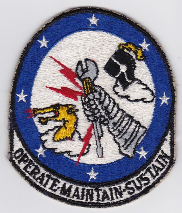 A patch with the words operate maintain sustain.