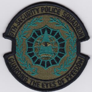 A patch with the words,'the eyes of terrorism'.