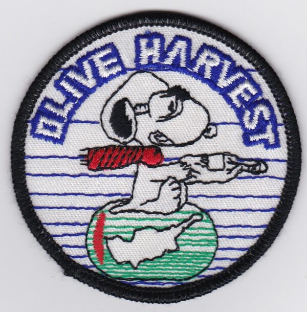 Snoopy olive harvest patch.