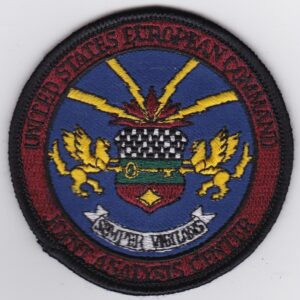 A patch with the emblem of the united states european command.