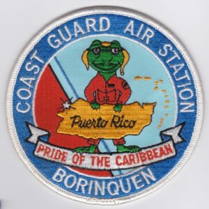A frog with the words coast guard air station.