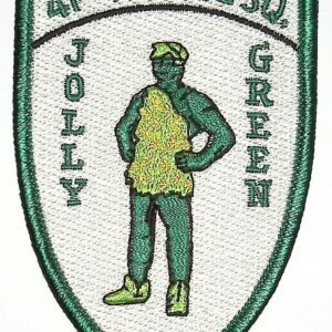 A green patch with the words rescue so jolly green.