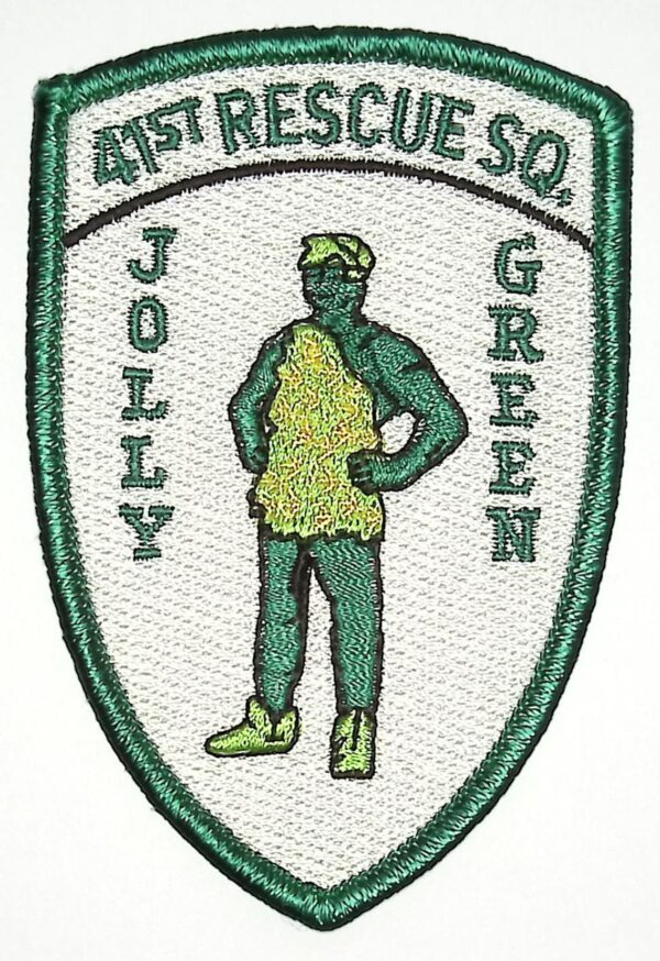 A green patch with the words rescue so jolly green.